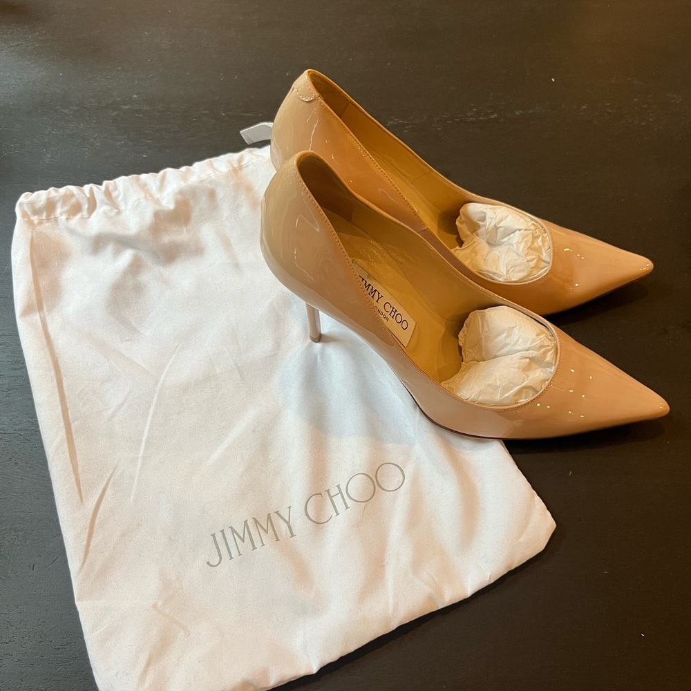 Jimmy Choo Nude Patent Leather Heels